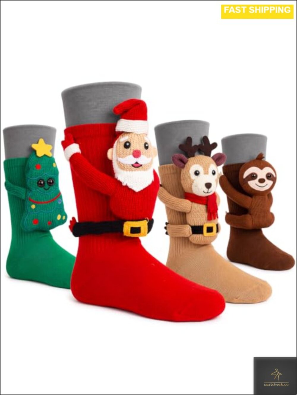 3D Knit Animal Socks Hand Crocheted Hug Animals Warm Winter Gift Set Women